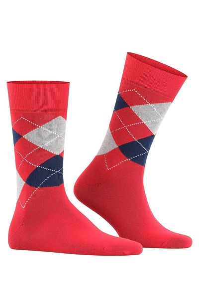 Burlington Herren Socken – König, Baumwolle, Rautenmuster, Logo-Emblem