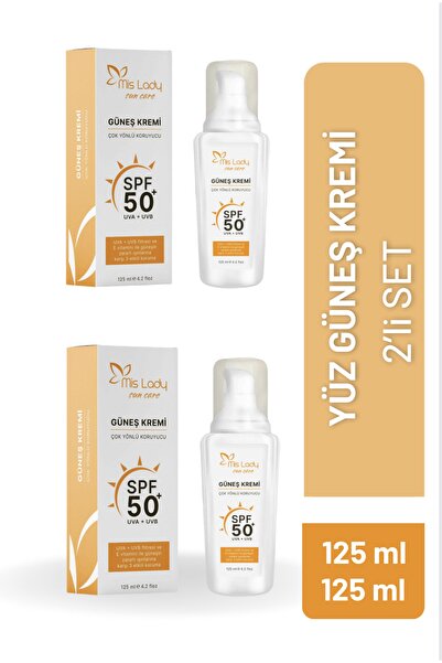 Mis Lady كريم الشمس للوجه 50spf-uva Uvb - مجموعة من قطعتين (125+125 مل)