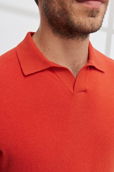 ALTINYILDIZ CLASSICS Πλεκτό μπλουζάκι με κοντό μανίκι με λαιμόκοψη σε κανονική κοπή με πλακάκια ανδρικά