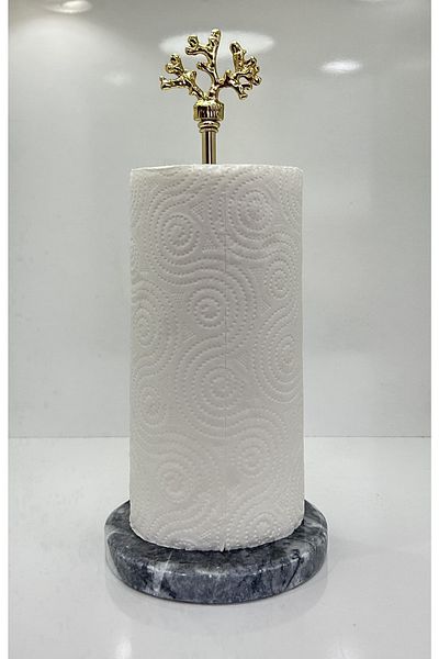 bemdesign Natural Marble Decorative Roll Paper Towel Holder Bathroom - Kitchen Organizer