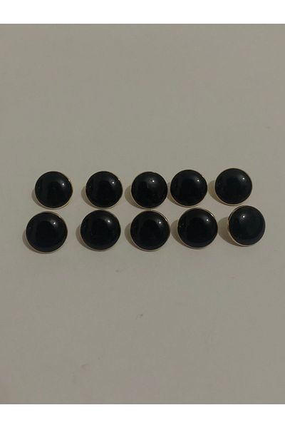 aensia Black Italian Enamel Button on Gold Gold Small Size Metal Button 18 Size Buttons - Pack of 10