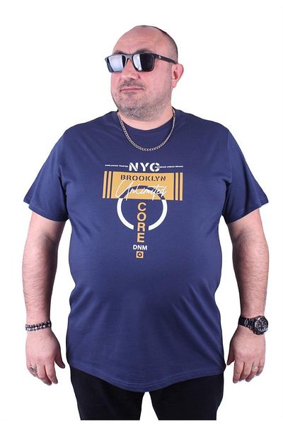 MocGrande Tricou pentru bărbați de mărime mare cu decolteu în formă de Core 23122 Marine