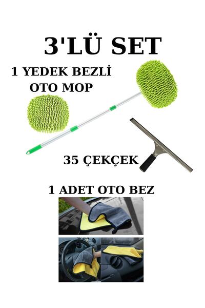 Oliva Nero 1 Yedek Bezli Oto Mop, 35 Çekçek, 1 Adet Oto Bez Oto Cam Temizleme...