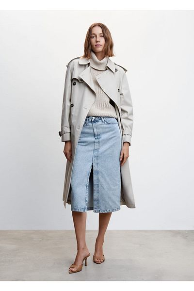 MANGO Woman Fusta midi din denim