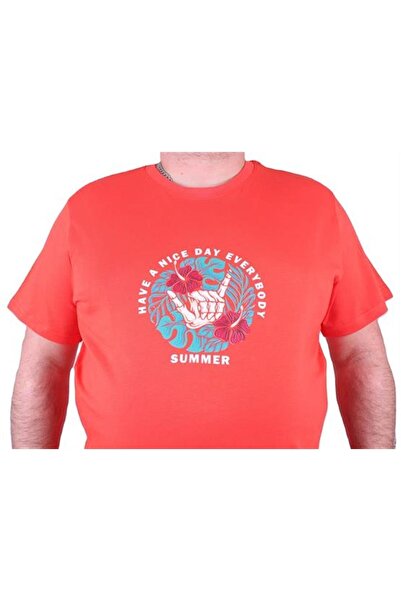 Starbattal Ανδρικό μπλουζάκι μεγάλου μεγέθους - Crew Neck, Summer 23119 Pomegranate Flower