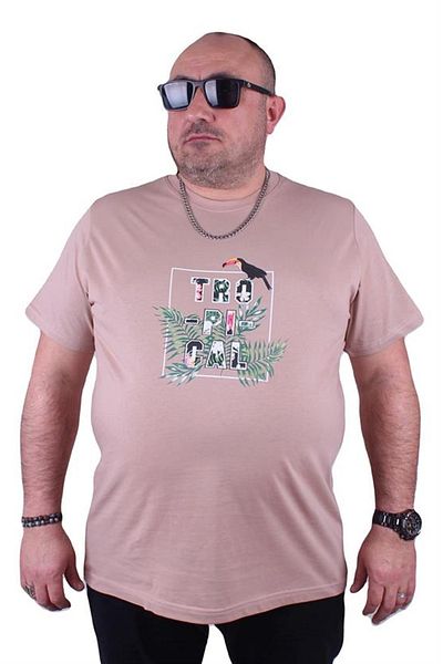 Starbattal Μπλουζάκι με λαιμόκοψη σε μεγάλο μέγεθος Tropical 23114 Μπεζ