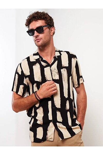 DijitalHat Cămașă pentru bărbați din viscoză, cu mânecă scurtă, cu croială confortabilă