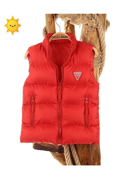 dubi baby Wikiland Red Color Pocket Zippered Padded Children's Puffer Vest