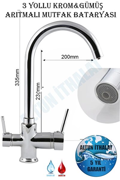 Genel Markalar Armatür Baston Borulu 3 Yollu Arıtmalı Mutfak Bataryası Arıtma...