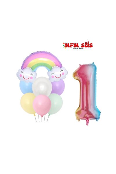 MFM Set de baloane din folie colorate pentru petrecerea de 1 an