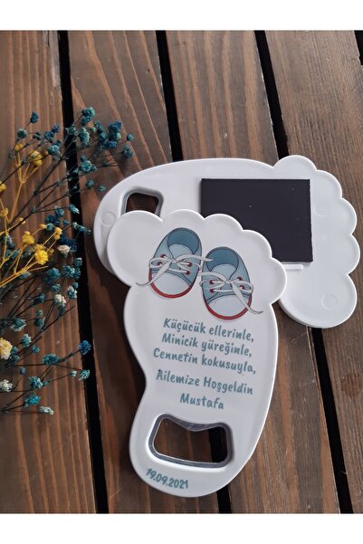 Mira Baskı 25 Adet Yeni Doğum, Doğum Günü Hatırası Ayak Izi Açacaklı Magnet H...