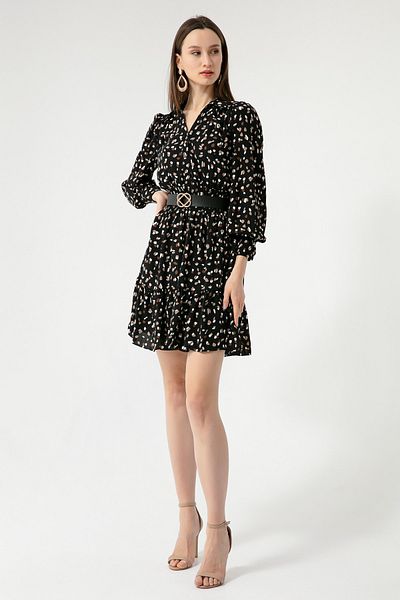 Lafaba Women's Brown Patterned Mini Dress
