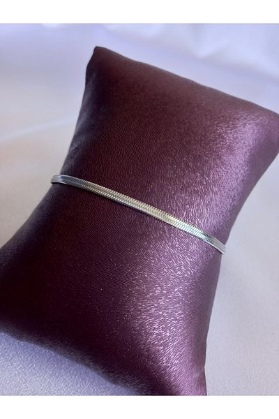 stainless steell سوار سلسلة إيطالية رفيعة باللون الفضي