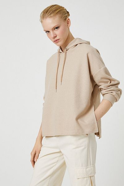 Koton Kapuzenpullover mit weicher Struktur