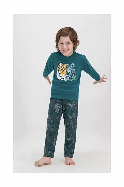 Arnetta Tiger Face Dark Green Boy's Tracksuit Set