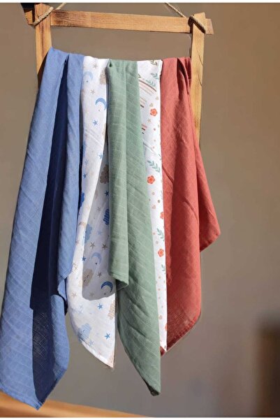 BEBEĞİME ÇORAP طقم بطانية موسلين عضوي 100% قطن 5 قطع متعدد الأغراض 75*75 سم ب...