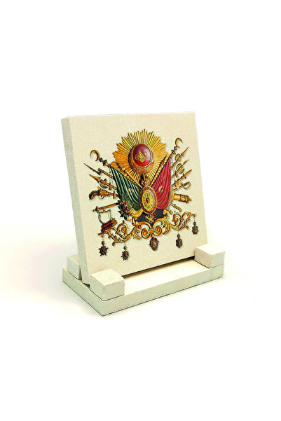 Sadrazam Osmanlı Arması Baskılı Doğaltaş Masaüstlük 10x10 Krt-87