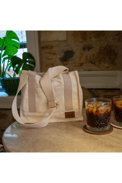 Miaju Askılı Kanvas Mini Tote Çanta, Yüksek Kalite Pamuk Kanvas Omuz Çantası,...