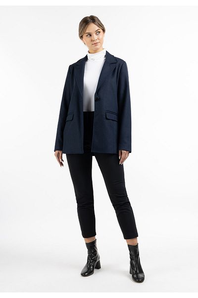 Dreimaster Klassischer Langer Blazer und Wollmischung in Blau