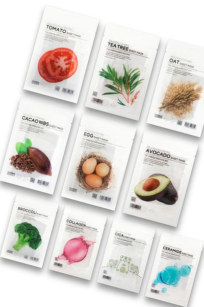 TENZERO Transparent Cotton Korean Anti-Aging Mask Set with 10 Types of Essence