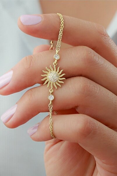 Silvano Jewelry 925 Ayar Gümüş Gold Güneş Bileklik