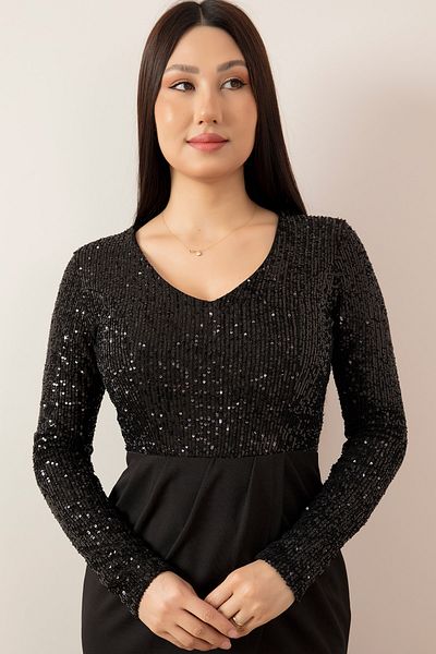 PULLIMM Leg Low-cut V-neck Long Evening Dress 13067