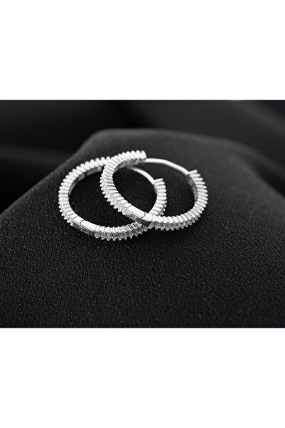 Silvano Jewelry 925 Ayar Gümüş Baget Taşlı Halka Küpe