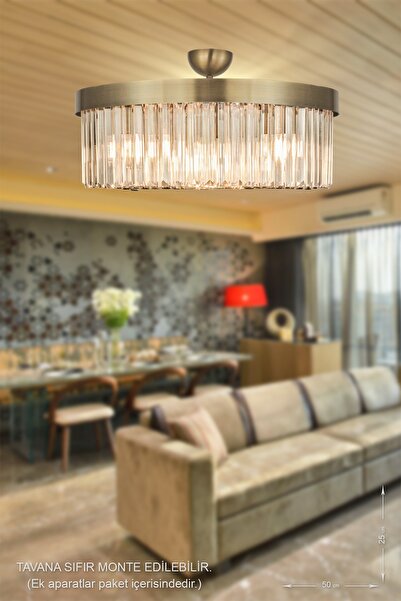 Avizemoda Desina 50'lik Kristal Taşlı Lüks Avize Eskitme Kaplama