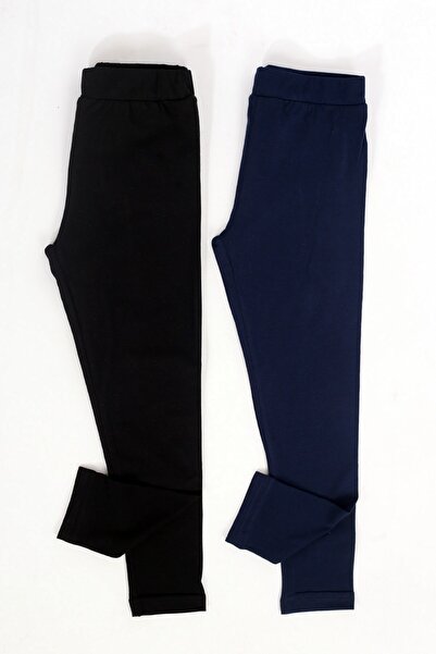 çiko kids 2'li Kız Çocuk Pamuklu Likralı Basic Uzun Tayt