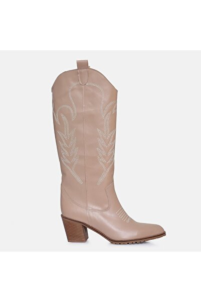 37Numara Büyük Numara Kadın Kovboy Çizme 41-42-43-44 Ten Cilt