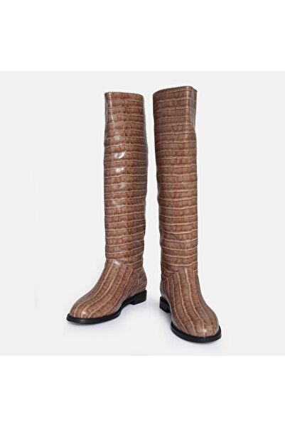 37Numara Büyük Numara Kadın Çizme 41-42-43-44-vizon Croco