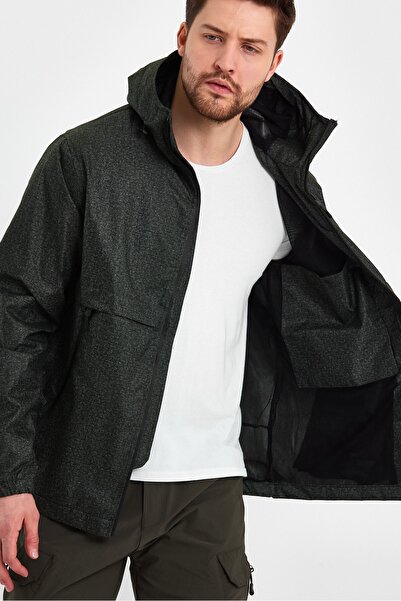 GENIUS STORE Men's Windbreaker and Raincoat Hooded Seasonal Sports Raincoat with Zipper Detail