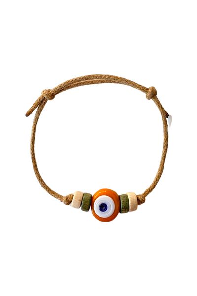 TAKI BY EKİN Dark Blue Glass Evil Eye Beaded, Wooden Beaded Baby/Child/Adult Bracelet
