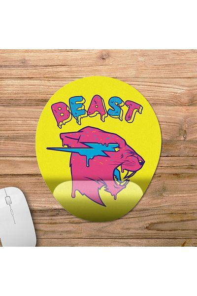 Pixxa السيدموديل لوحة ماوس مع مسند للمعصم من Beast - 4 بيضاوي