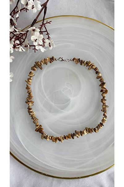 PelvedDesign قلادة من الحجر الطبيعي من Wood Jasper