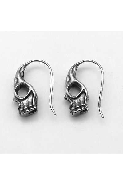 Viking Gothic Skull Design Pendant 316l Pure Steel High Polishing Men's Earrings