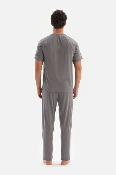 Dagi Σετ πιτζάμες Jacquard μανίκι σε γκρι Raglan
