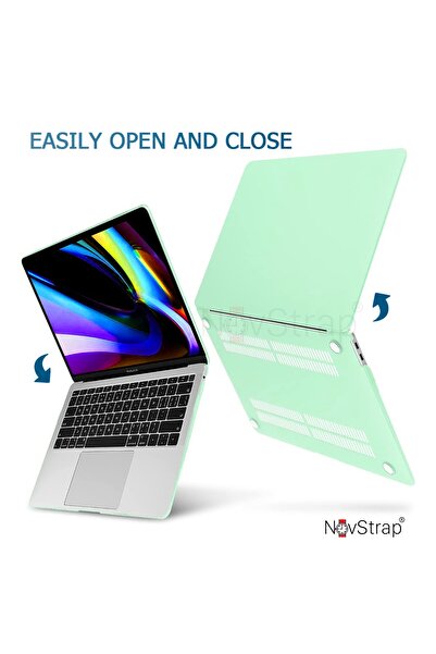 NovStrap Macbook Air M2 Çip A2681 13.6 Inç 2022 Uyumlu Kılıf Cream Hard Shell Rubber Kapak