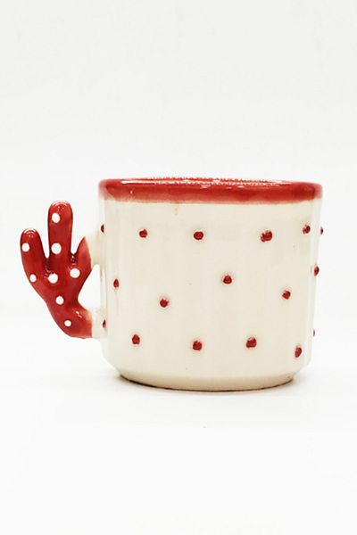Otogar Çini 150 Ml Cactus Ceramic Double Coffee - Tea- Espresso - Neskafe Cup, Hand Made, Made in Kitchen