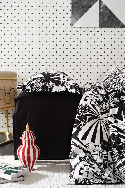Karaca Home Pio Satin Single 100% Cotton Duvet Cover Set Black