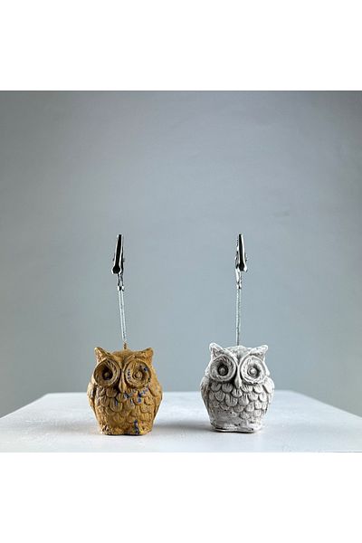 oasis decoration Light Brown Antique Owl 2-Piece Note Holder Set