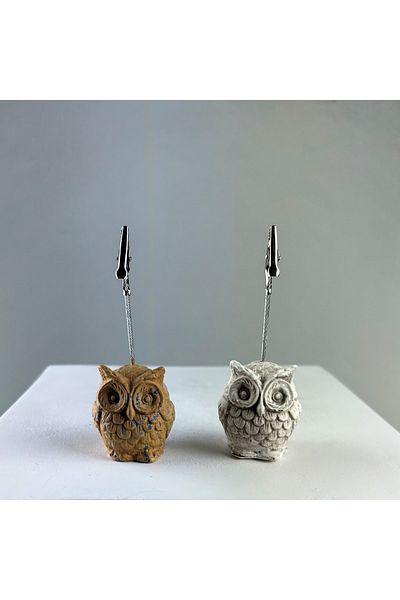 oasis decoration Light Brown Antique Owl 2-Piece Note Holder Set