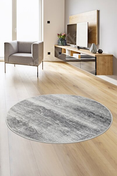 Dijidekor سجادة حمام قابلة للغسل، سجادة مستديرة رقمية رمادية بدون هامش Ky7056...