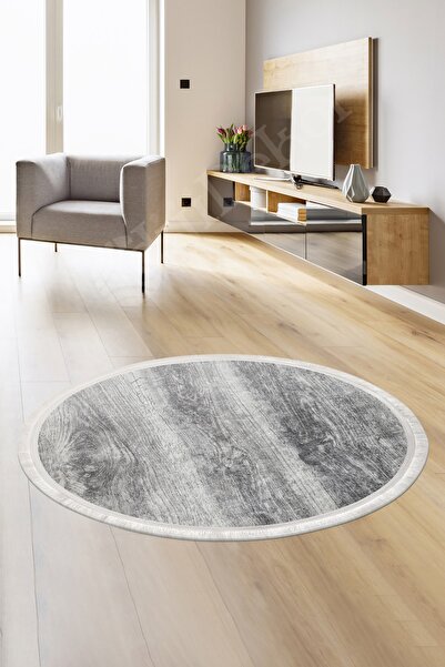 Dijidekor سجادة حمام قابلة للغسل بسجادة مستديرة رقمية باللون الرمادي من Ky705...