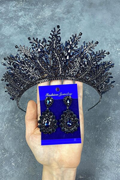 FdayAksesuar Set de coroană de mireasă și cercei de seară cu mărgele Naaerro,...