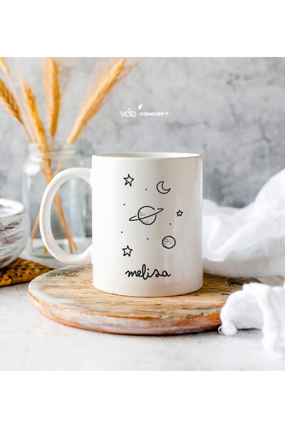 Vela Gifting Kişiye Özel Isimli Gökyüzü Minimal Kupa Bardak - Doğum Günü Hedi...