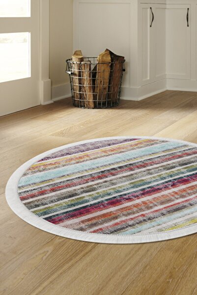 Dijidekor سجادة حمام قابلة للغسل، سجادة مستديرة رقمية مهدبة متعددة الاستخداما...