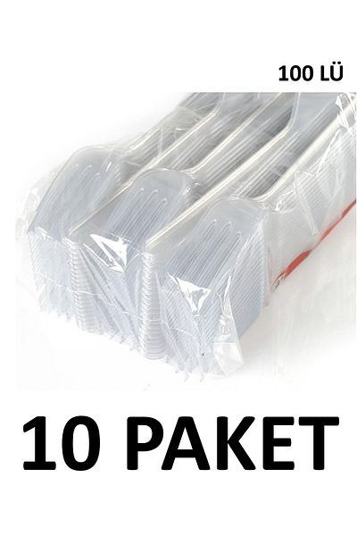Yakutsan 10 Pack (100 Pieces) Plastic Luxury Fork Transparent