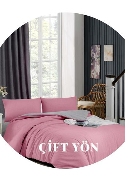 ELY PARKER Kolay Ütü-90x190-tek Kişilik Nevresim Takımı (gri Lastikli Çarşaf+yorgan Kılıfı+y. Kılıfı) Pembe