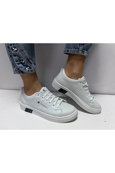 lumberjack Pantofi sport cu șireturi clasici din piele artificială de culoare albă pentru femei Tina Sneaker